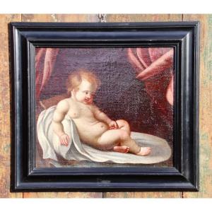 18th Century Painting Of A Lying Putto 1