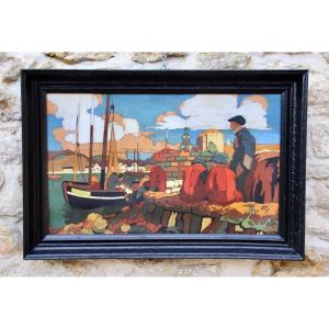 Norman Fishing Port Painting By Touzalin