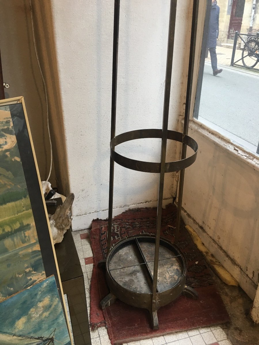 Coat Rack Serrurier-bovy, Secession Or Art & Craft In Brass And Hammered Copper-photo-2