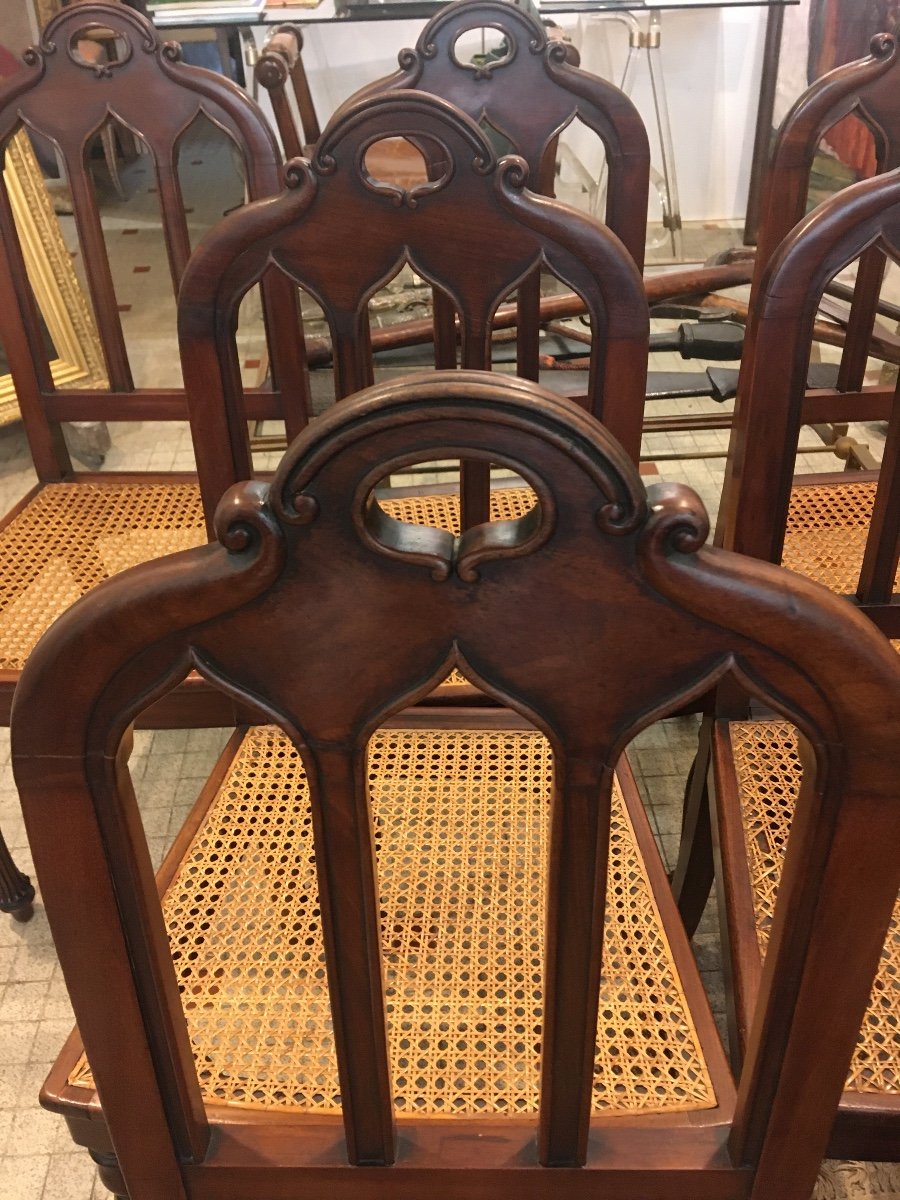 12 Neo-gothic Mahogany Chairs-photo-4