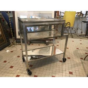 Jacques Adnet Rolling Bar Glass And Chromed Metal