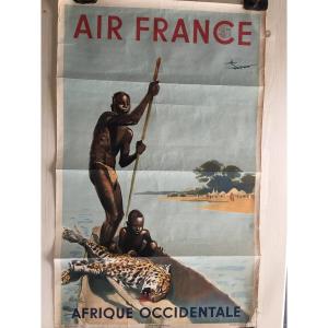 Air France Poster For Africa Around 1960