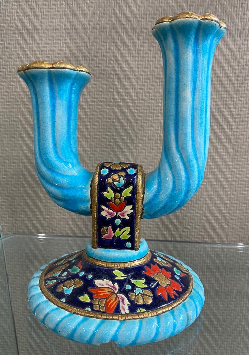 Longwy Enamel Candlestick