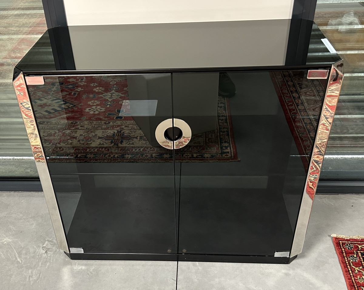 Vintage Glass And Chrome Display Case By Willy Rizzo