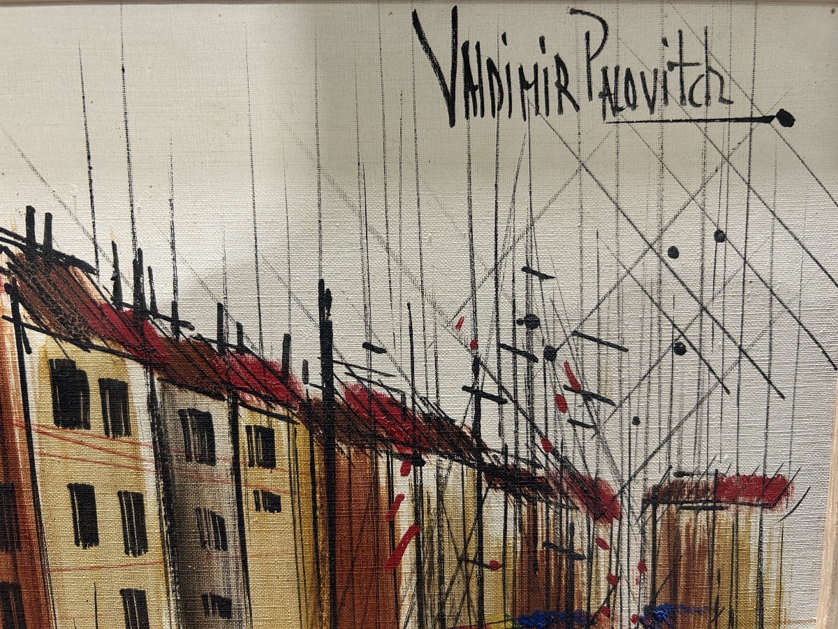 Huile sur toile le port de ST Tropez 1964-photo-2