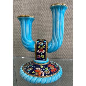 Longwy Enamel Candlestick