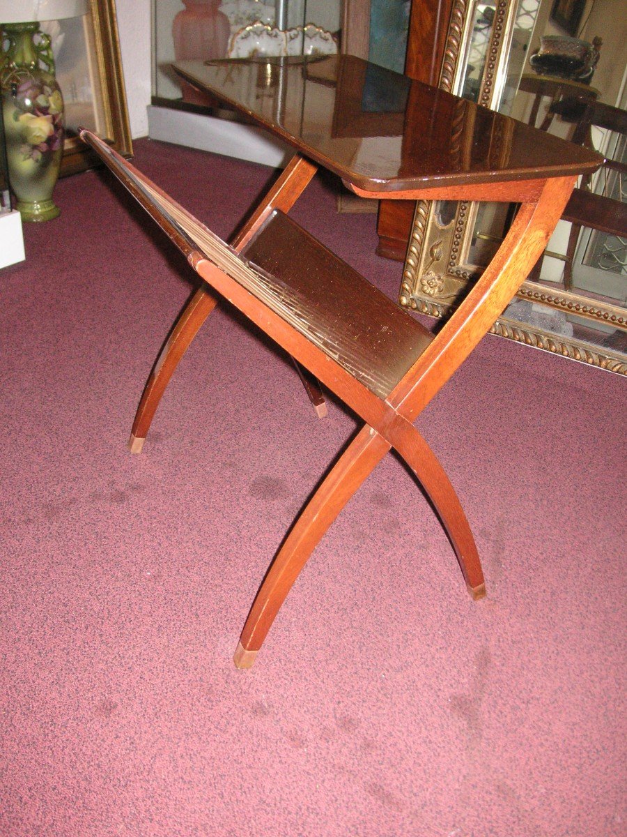 Mahogany And Brass Magazine Rack /1950s