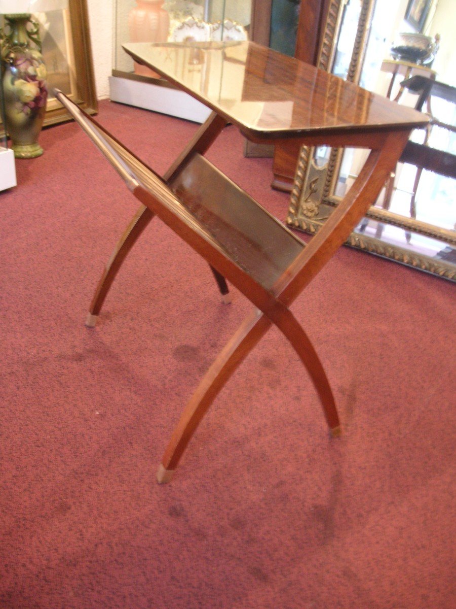Mahogany And Brass Magazine Rack /1950s
