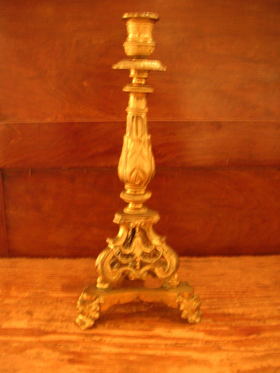 Chandelier bronze doré époque Restauration /  h:35 cm-photo-4