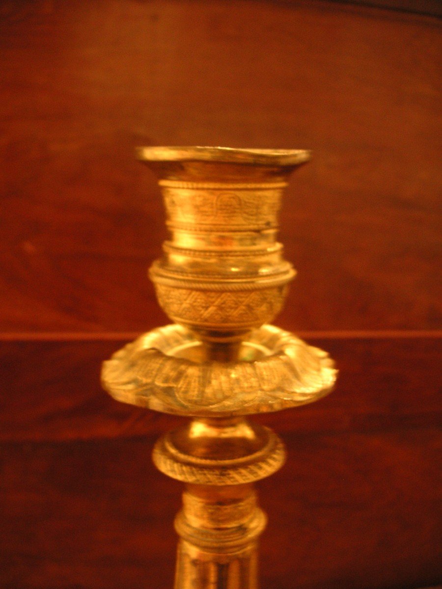 Chandelier bronze doré époque Restauration /  h:35 cm-photo-1