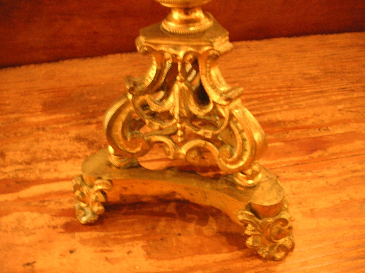 Chandelier bronze doré époque Restauration /  h:35 cm-photo-3