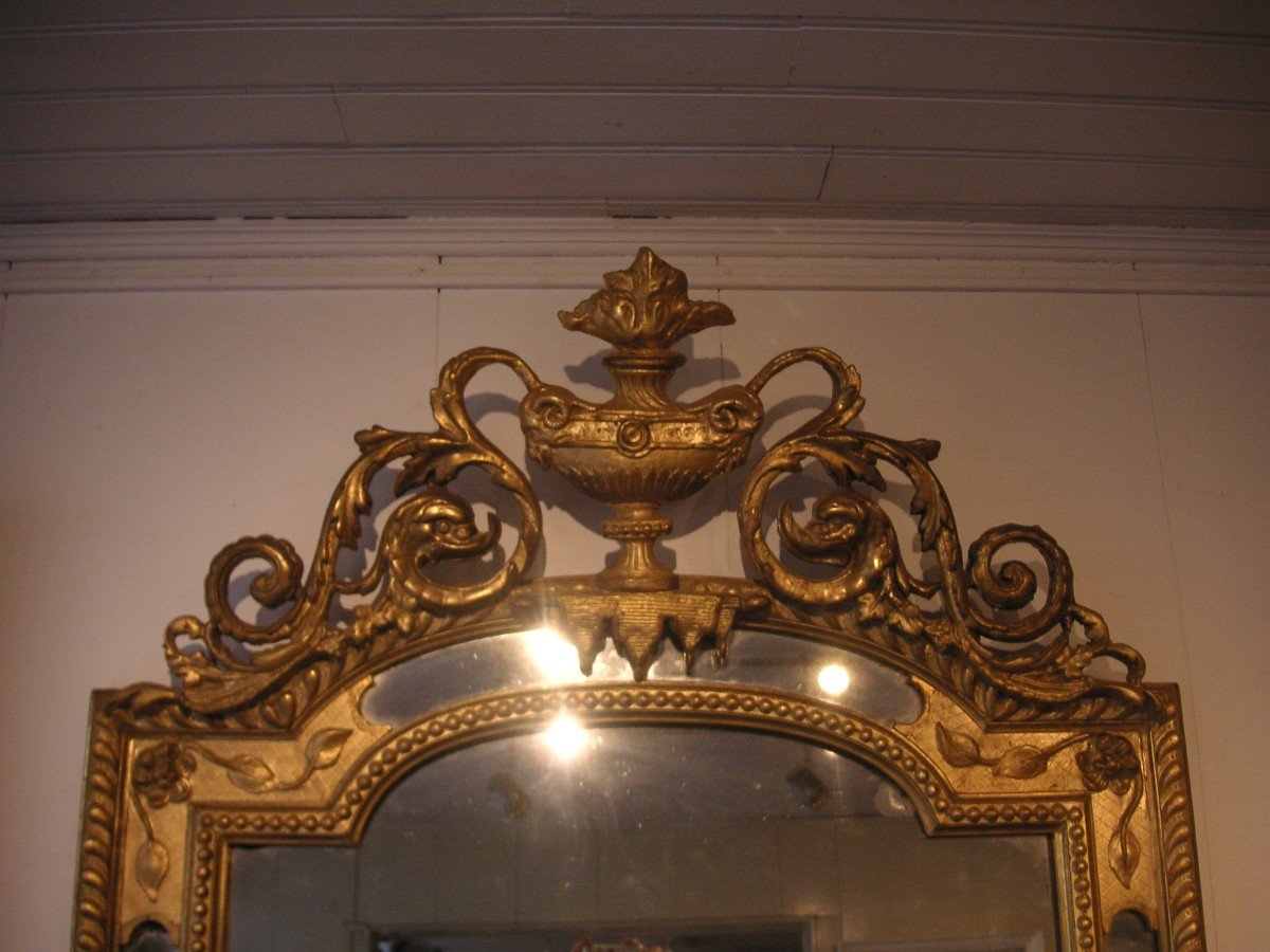 Miroir doré à parcloses  époque Napoléon 3 -photo-2