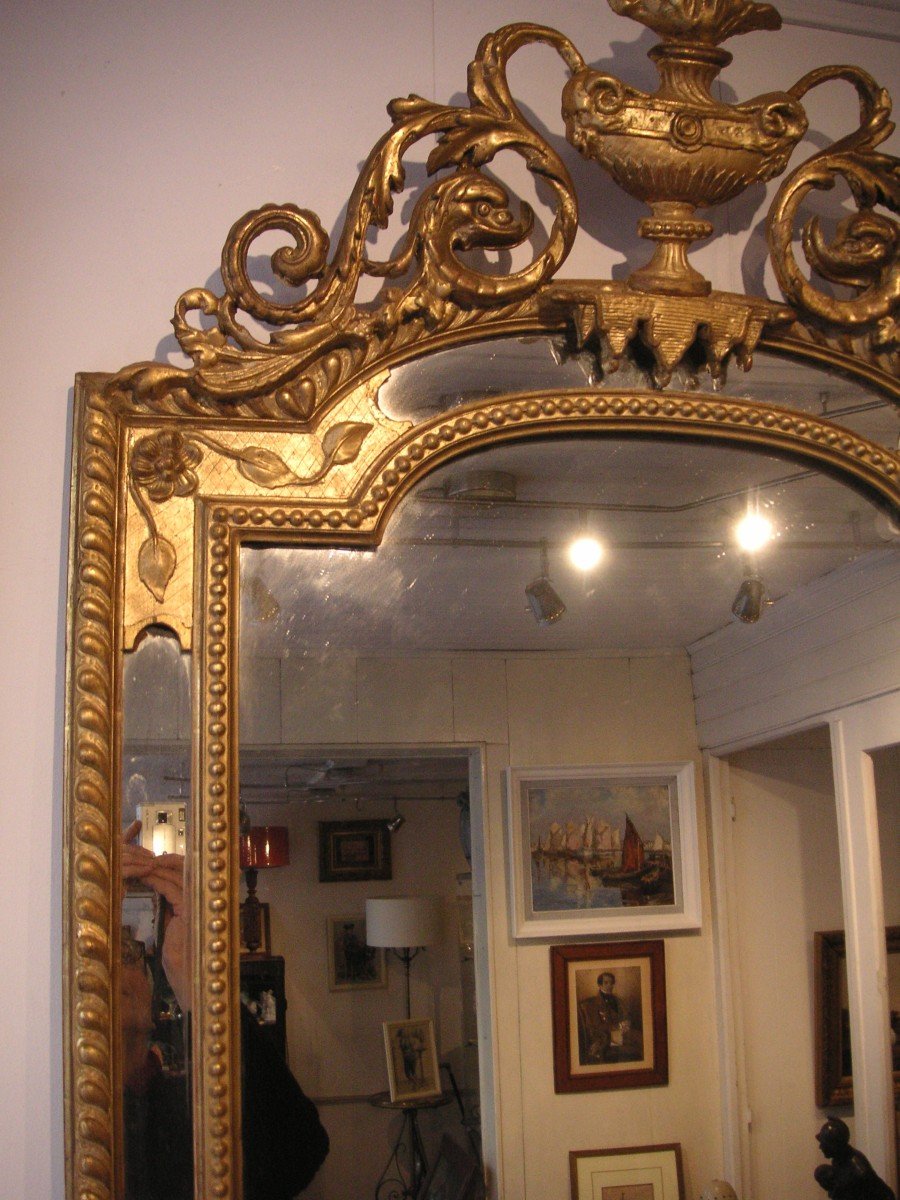 Miroir doré à parcloses  époque Napoléon 3 -photo-3