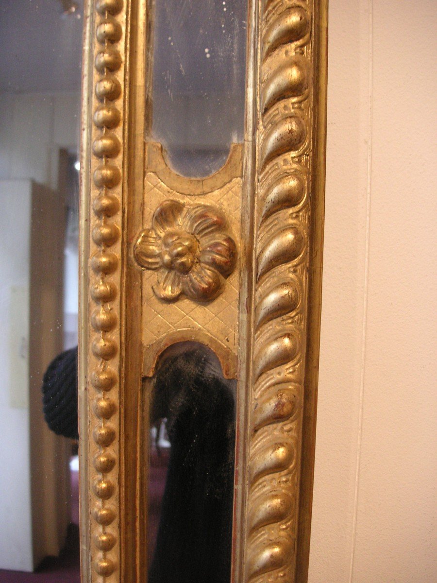 Miroir doré à parcloses  époque Napoléon 3 -photo-1