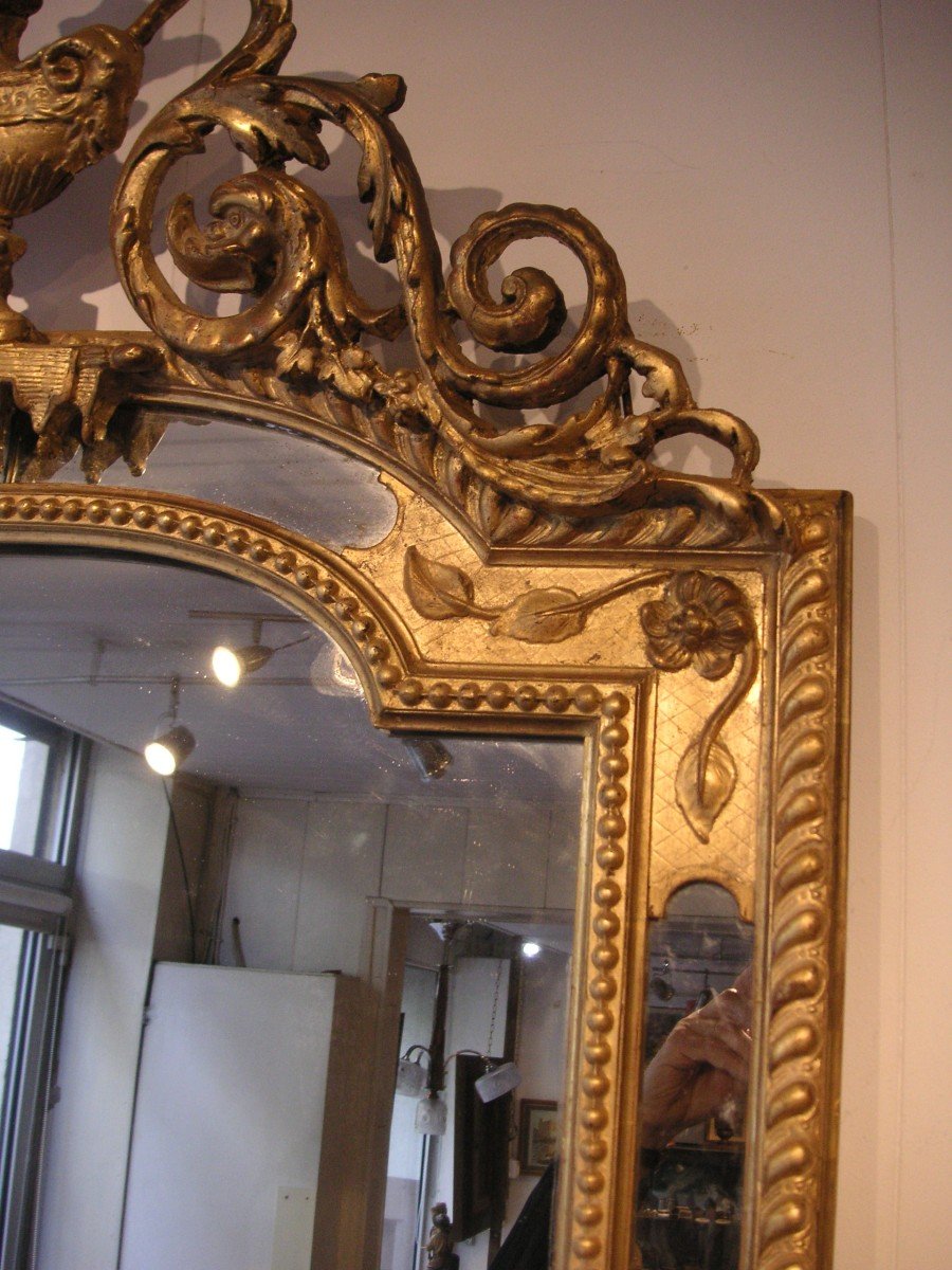 Miroir doré à parcloses  époque Napoléon 3 -photo-2