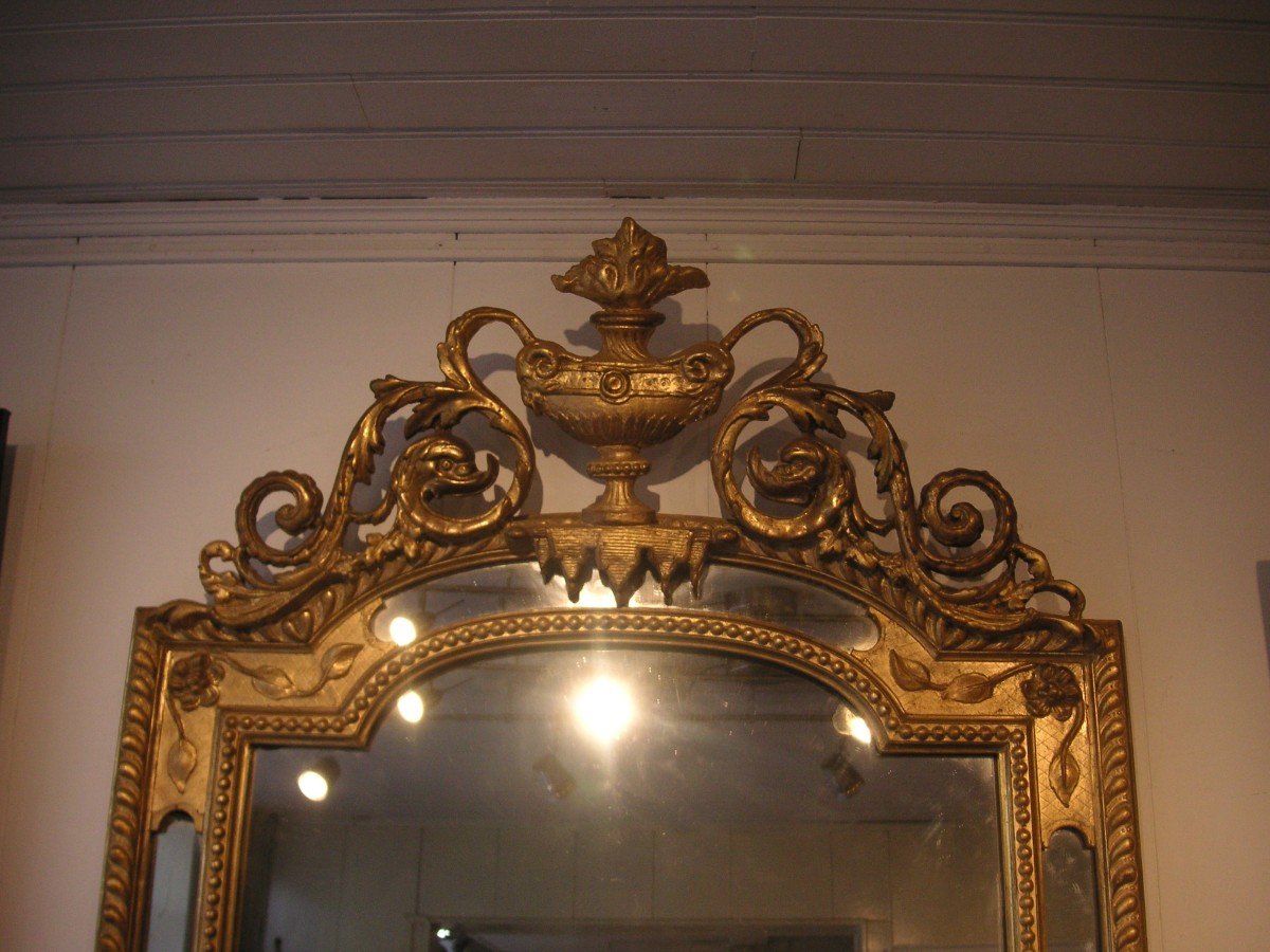 Miroir doré à parcloses  époque Napoléon 3 -photo-4