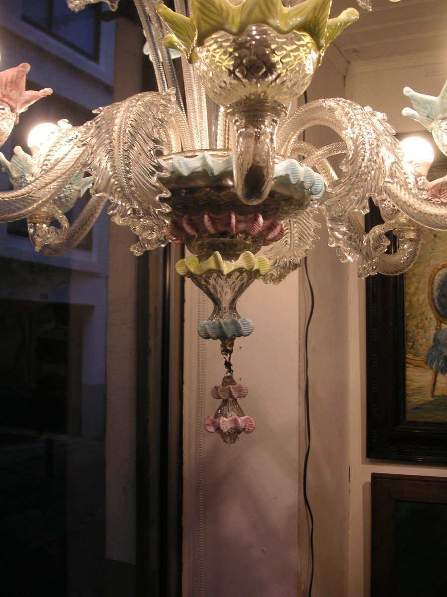 Lustre verre de Murano- Venise/ 6 lumières -photo-2