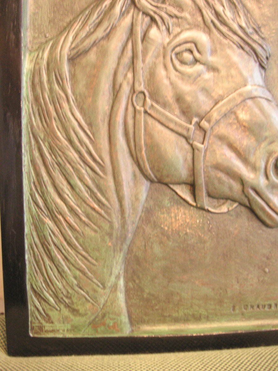 Horse: Head / Bronze Panel / Signed B. Chaudron-photo-1