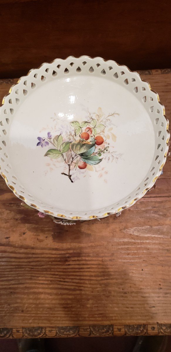 Coupe en porcelaine travaillée-décorée de fleurs / fin XIXème -photo-4