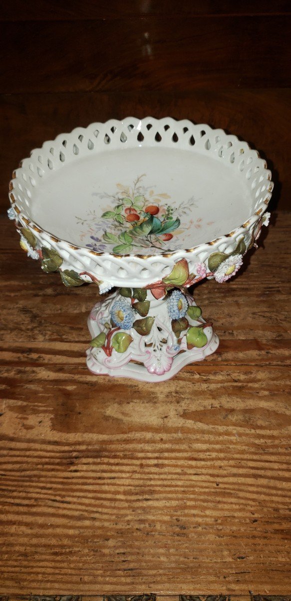 Coupe en porcelaine travaillée-décorée de fleurs / fin XIXème -photo-4