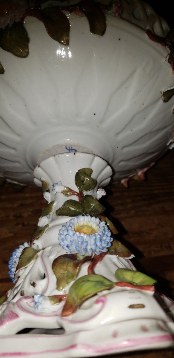 Coupe en porcelaine travaillée-décorée de fleurs / fin XIXème -photo-5