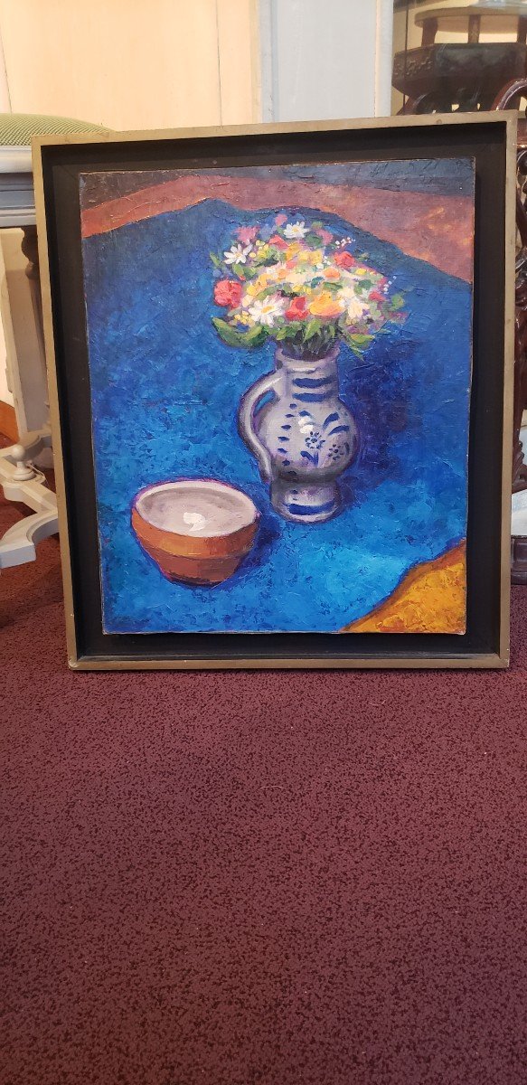 Espinasse Raymond "bouquet"/oil On Cardboard Signed On The Back