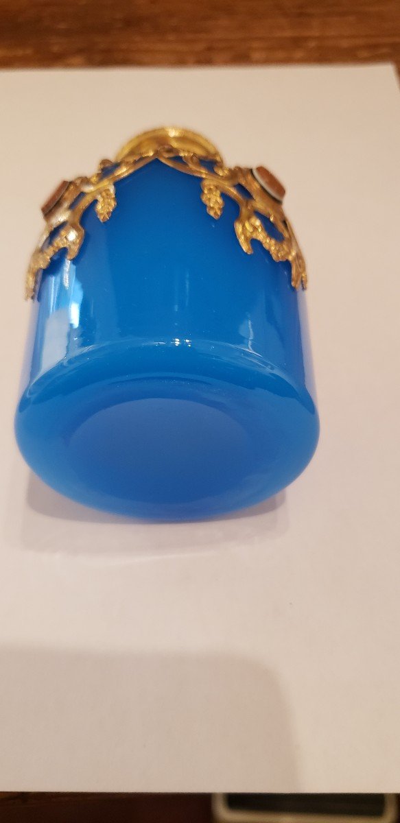 Flacon opaline bleue du XIXème siècle / Napoléon 3 /complet -photo-2