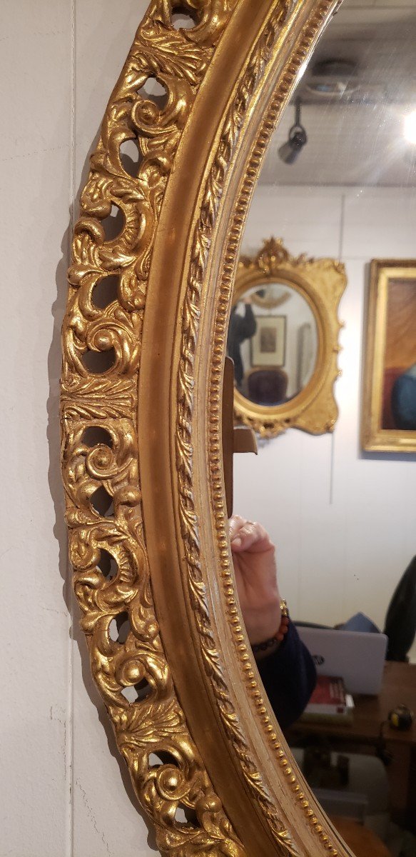 Oval Golden Mirror / 1950s-photo-3