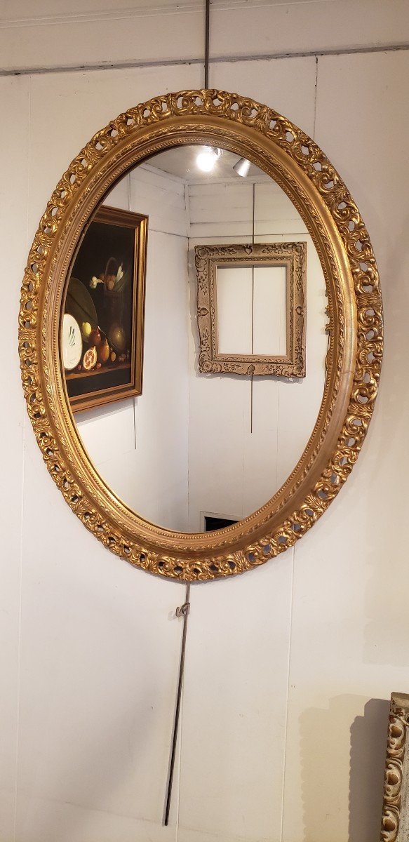 Oval Golden Mirror / 1950s