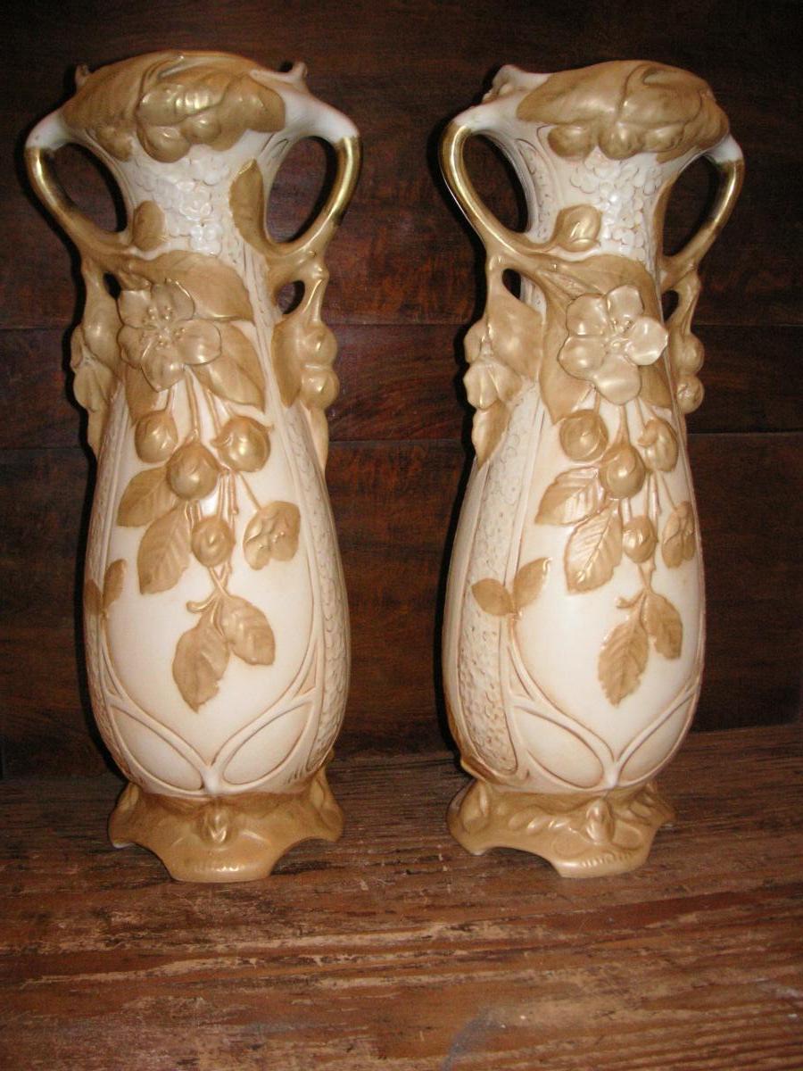 Royal Dux "austria" / Pair Vases Art Nouveau Period-photo-4