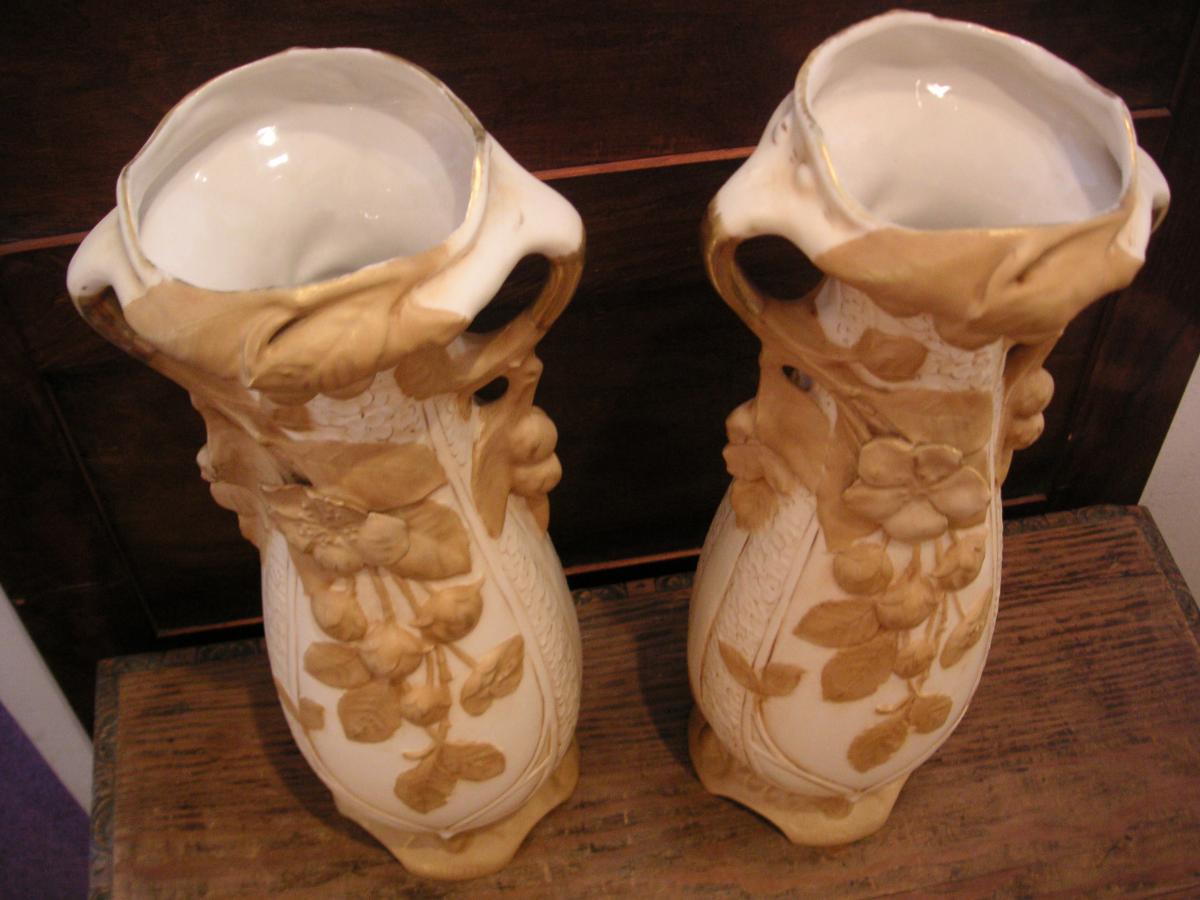 Royal Dux "austria" / Pair Vases Art Nouveau Period-photo-1