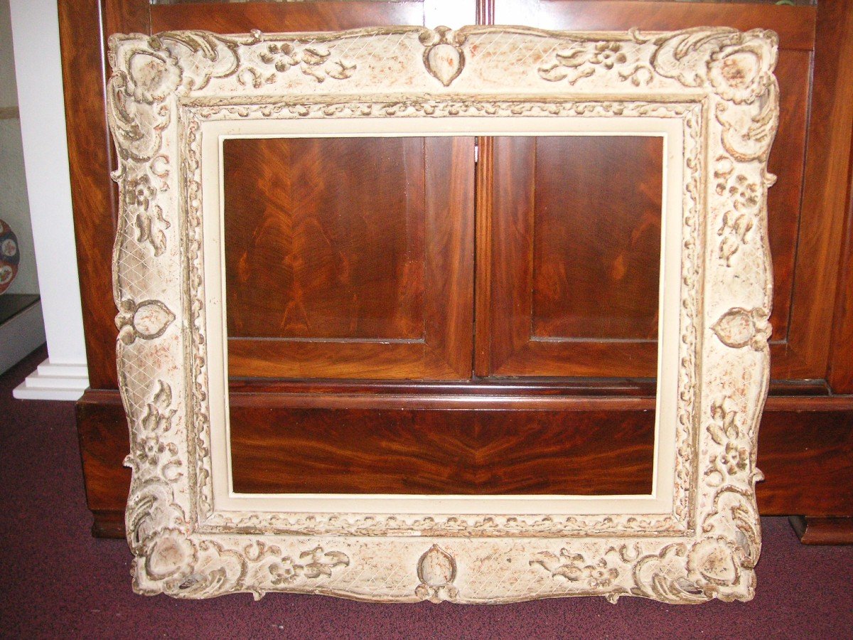 Empty Frame In Carved Weathered Wood / 1950s-photo-4