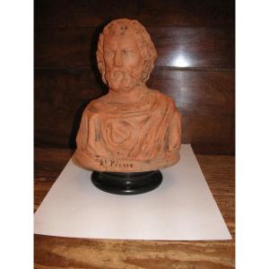 "st Pierre" Terracotta /signed Jh.h / Plinth