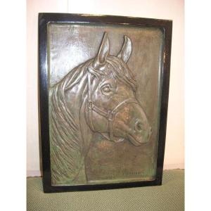 Horse: Head / Bronze Panel / Signed B. Chaudron
