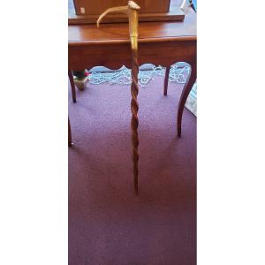 Folk Art Walking Stick / Solid Deer Antler