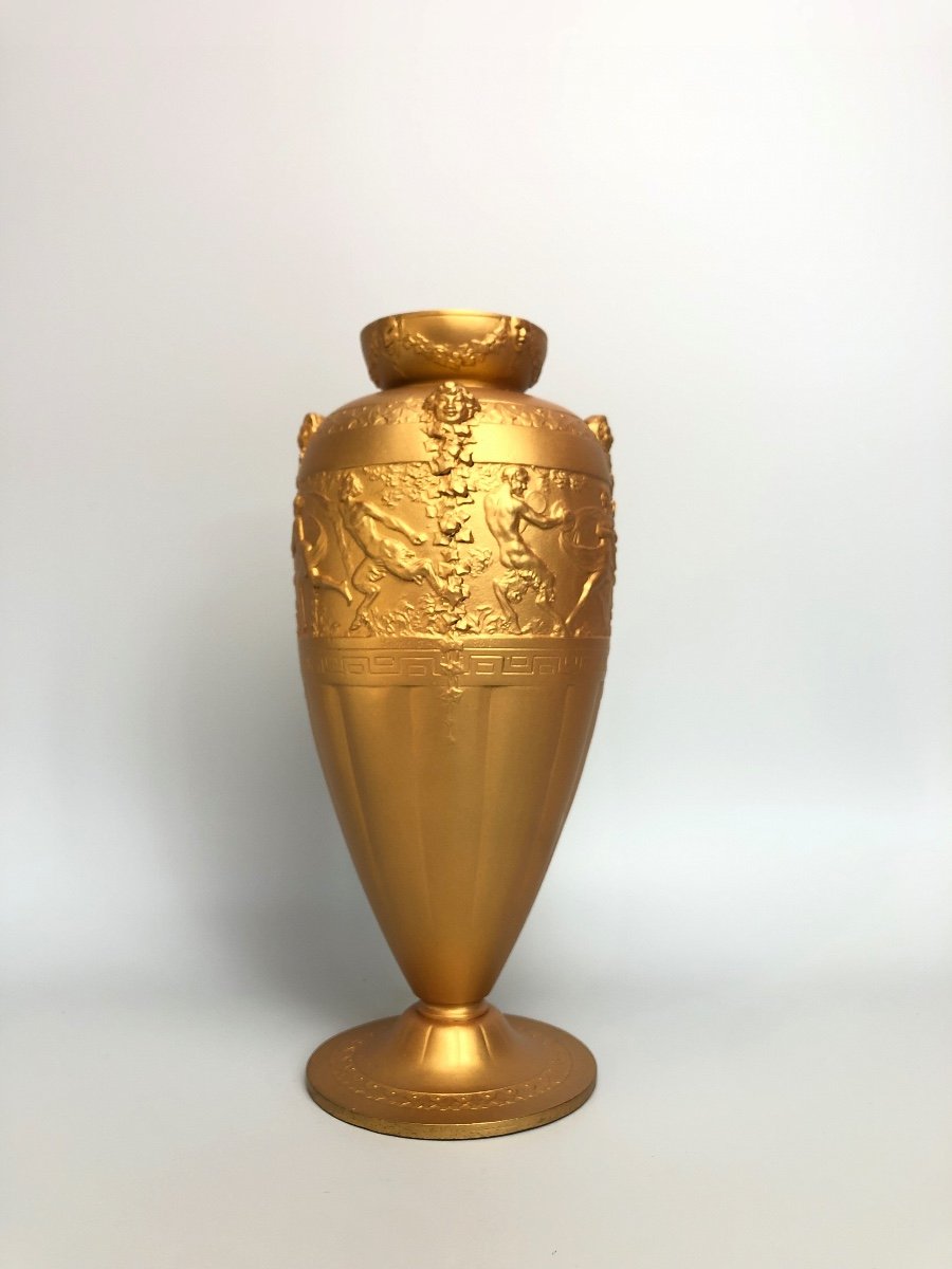 Art Deco Bronze Vase Signed Joé Descomps-photo-2