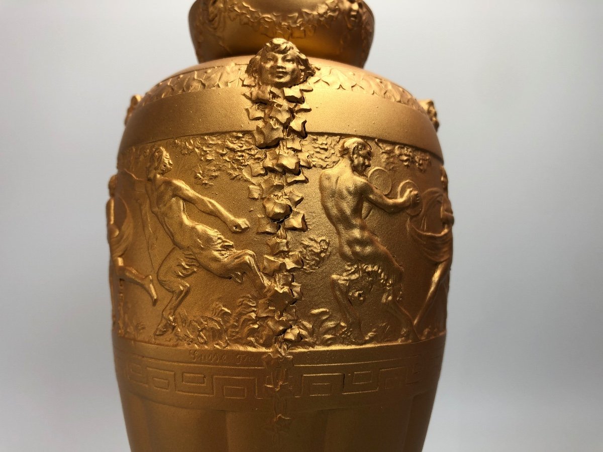 Vase En Bronze Art Déco Signée Joé  Descomps-photo-3