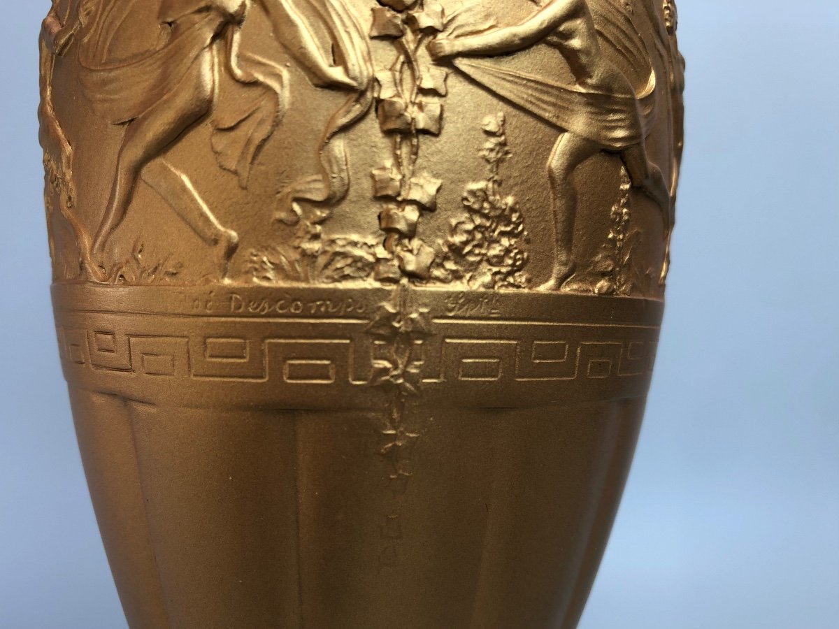 Vase En Bronze Art Déco Signée Joé  Descomps-photo-5