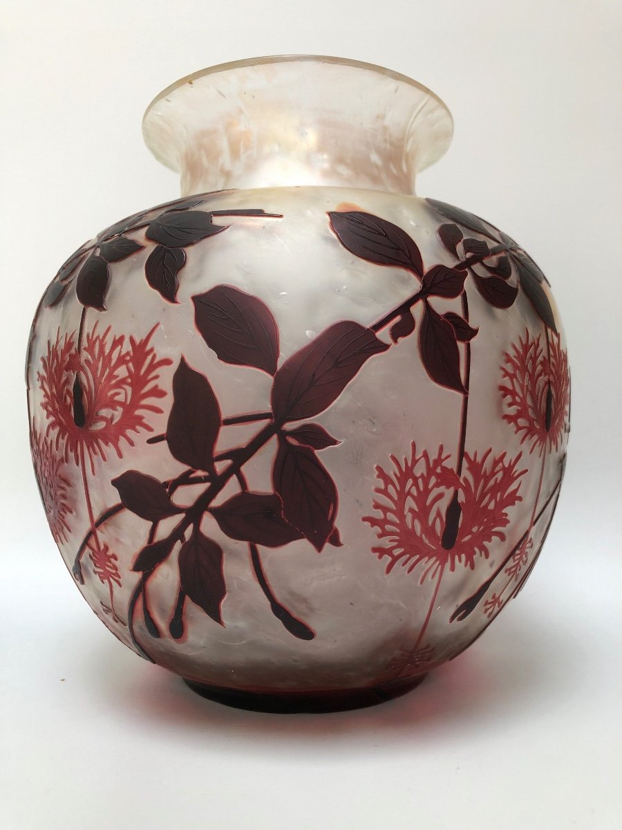 Cristallerie De Pantin Vase Art Nouveau Décor Floral -photo-3