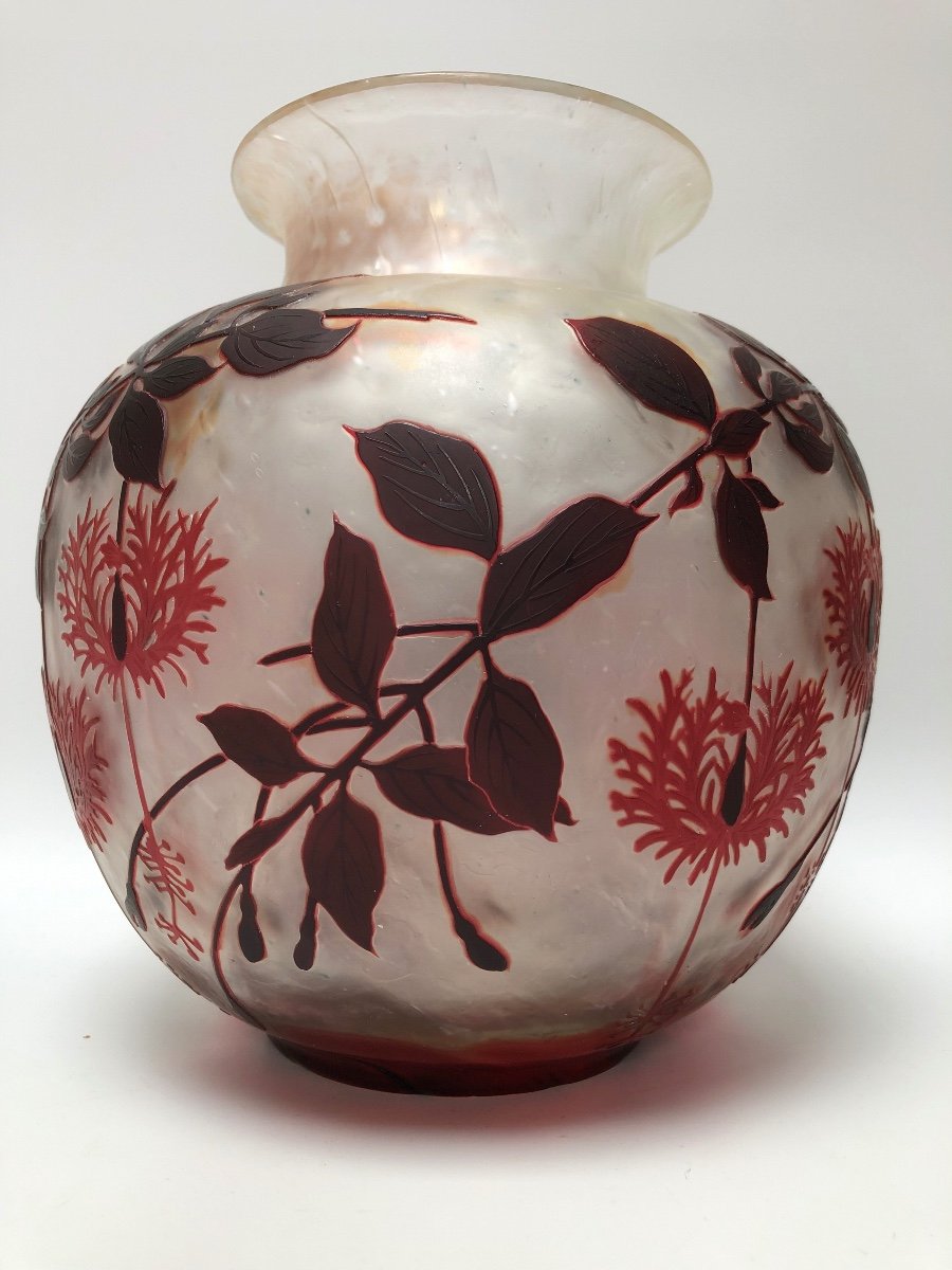 Cristallerie De Pantin Vase Art Nouveau Décor Floral -photo-4