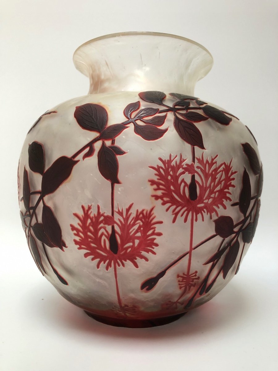 Cristallerie De Pantin Vase Art Nouveau Décor Floral 