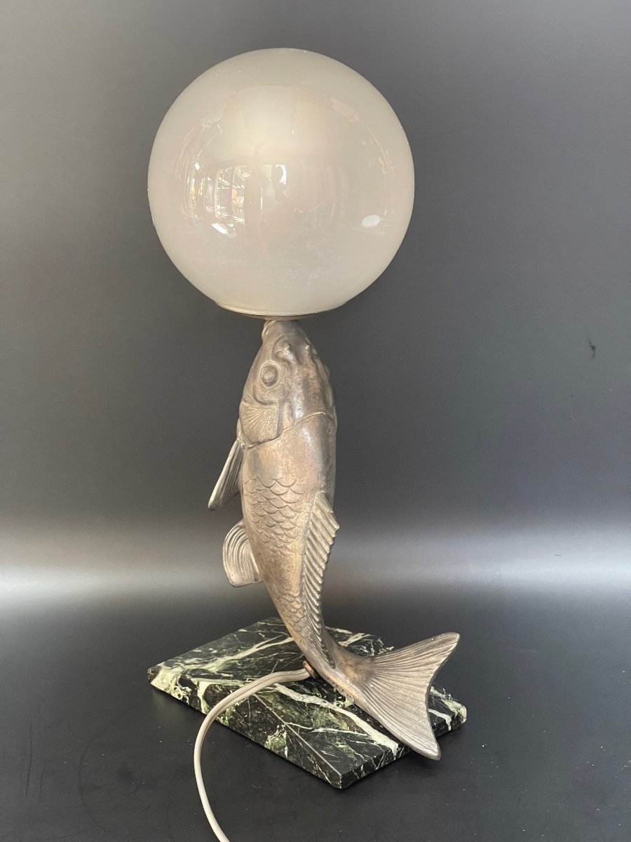 Art Deco Fish Lamp Signed Melo-photo-1