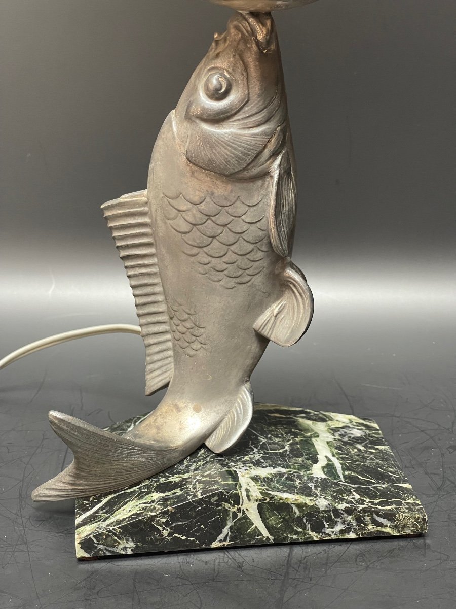 Art Deco Fish Lamp Signed Melo-photo-3