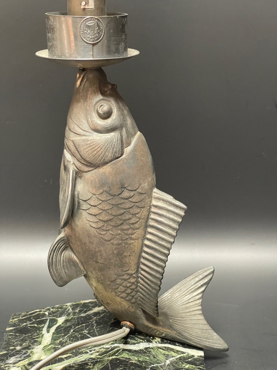 Art Deco Fish Lamp Signed Melo-photo-4