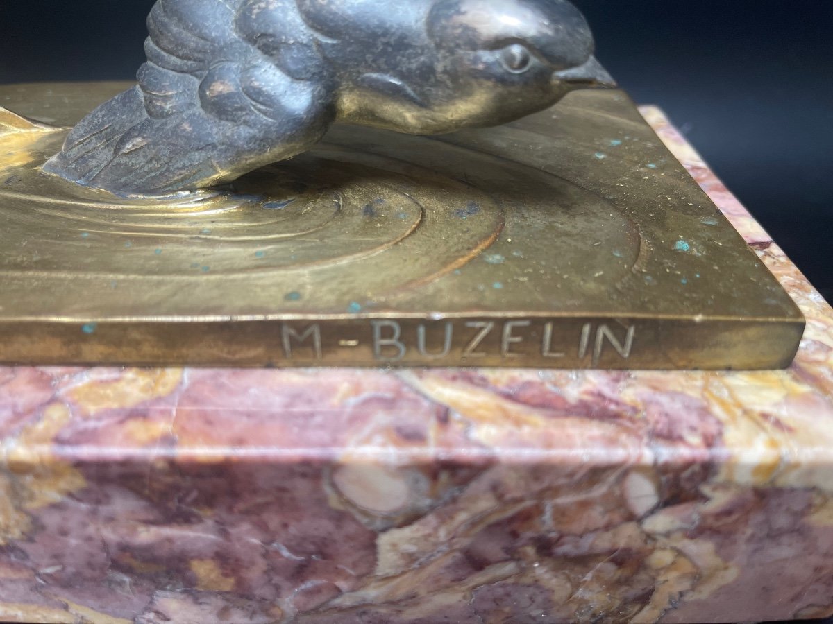 M Buzelin Bronze Art Deco Flight Of The Swallows-photo-1