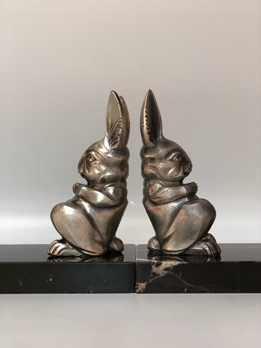 Pair Of Art Deco Bookends Signed H.moreau-photo-6