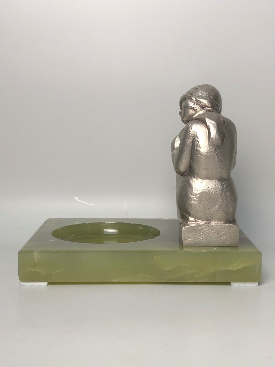Art Deco Sculpture In Silver Bronze Signed Melo-photo-2