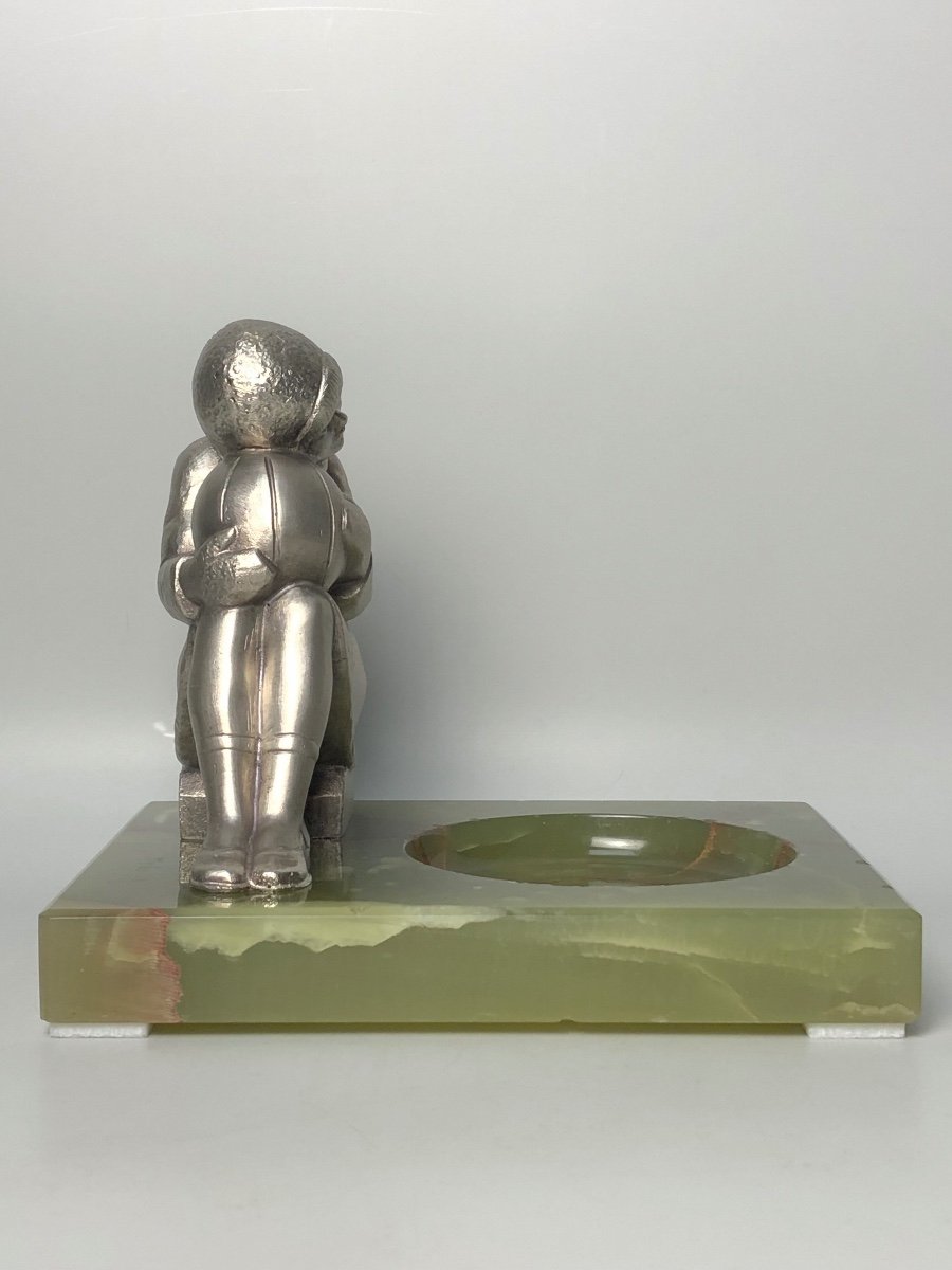 Art Deco Sculpture In Silver Bronze Signed Melo-photo-4