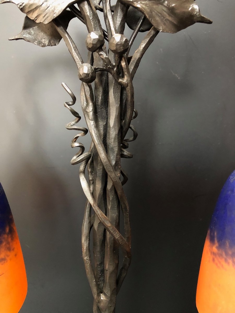 Schneider Et Olié Lampe double Art Nouveau-photo-3