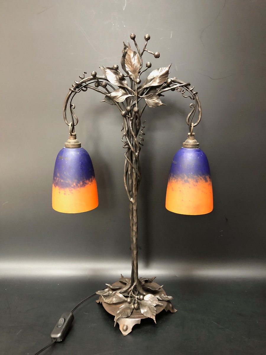 Schneider Et Olié Lampe double Art Nouveau-photo-1